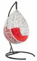 Подвесное кресло-кокон VALENCIA серый + каркас (красная подушка Relax)