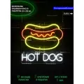 Неоновая вывеска, светильник декоративный с надписью HOT DOG (Хот дог) 65 х 60 см.