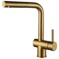 Смеситель для кухни из нержавеющей стали AISI 304 Paulmark DOSSE, гибкий излив (вытяжной), высокий, поворотный 180 , для мойки / столешницы, брашированное золото, Do214418-BG