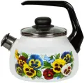 Чайник 2 л эмалированный со свистком, Анютины глазки