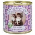Ем Без Проблем влажный корм для котят всех пород, мясное ассорти 250 гр (26 шт)