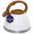 Чайник со свистком для газовой, индукционной плиты Vicalina 3,2 л из нержавеющей стали, белый Мирель
