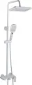 Душевая стойка Fashun A52424-8 с тропическим душем, со смесителем, с изливом, белая, рычаг сбоку, с лейкой матовая