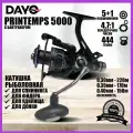 Катушка DAYO PRINTEMPS 5000, 5+1 подшипников, с байтранером для спиннинга, донки, фидера и карпового удилища рыболовная безынерционная с передним и задним фрикционом
