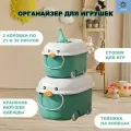 Ящики / Корзины / Контейнеры для хранения игрушек Пингвин 21 и 39 литров 2 в 1 (бирюзовые)