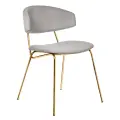 Стул кухонный со спинкой мягкий обеденный Elle серый велюр с золотыми ножками