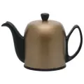 Фарфоровый черный заварочный чайник на 6 чашки с бронзовой крышкой + ситечко Degrenne Salam Mat Black, 1000 мл