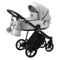 Коляска универсальная Adamex Porto TIP 2 в 1, PO-PS89 - Светло-серый, серебристая экокожа