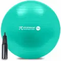 Фитбол с насосом гимнастический мяч Atletika24 для новорожденных детей и взрослых, антивзрыв, бирюзовый, диаметр 75 см