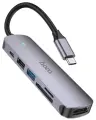 Адаптер-переходник Hoco HB28, концентратор USB Type-C 100W, USB Хаб разветвитель 6в1(HDMI/USB/SD/TF/TYPE-C PD)