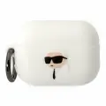 Karl Lagerfeld силиконовый чехол с карабином для Airpods Pro 2, NFT 3D Karl белый