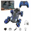 LH-C060-1 Машинка перевертыш на пульте управления; игрушка Вездеход на радиоуправлении для мальчиков со светом и дымом синий