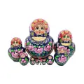 Матрешка Бусинка, сине-черная, фигурная, 10 мест, 15см (28111)
