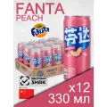 Fanta Peach, 0.33 л, 12 шт, slim-банка (газированный напиток Фанта Персик, жб, Китай)