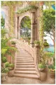 Фотообои Уютная стена Лестница вверх в парке с античной архитектурой, флизелиновые, 200х270 см