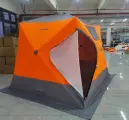 Мобильная баня на дачу/ Палатка для зимней рыбалки, трехслойная, 240x240 см, оранжевая