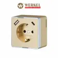 Накладная розетка со шторками и USB тип A+C Werkel Gallant W5071710, быстрая зарядка Quick charge 3.0, шампань рифленый