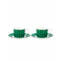 Набор из 2-х чашек для эспрессо с блюдцами Love Birds Stripes Emerald-Green, 125 мл, Pip Studio