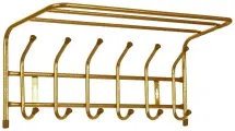 Вешалка с полкой настенная металлическая на 6 крючков ВП6 золотой
