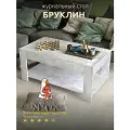 Kalver Журнальный стол с полкой для гостиной, офиса, дома, деревянный Бруклин,110*60*50 см, Цемент светлый