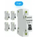 Автоматический выключатель EKF ВА 47-29 Basic 1P 10А характеристика C (комплект из 5 шт.)