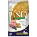 Корм сухой для собак Farmina N&D для взрослых собак низкозерновой ягненок с черникой мини 800 г