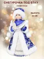 Снегурочка в синей шубке, конфетница под новогоднюю елку, 35 см