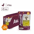 Влажный корм Award Hairball & Indoor для взрослых кошек, для выведения шерсти, с уткой в соусе, паучи, 24 шт х 85 гр