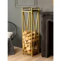 Дровница подставка для дров для бани камина печи с полкой лофт Тонто золотой/черный