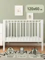 Приставная детская кроватка для новорожденного, Мультик, 120х60, Белый.