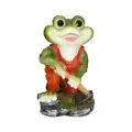 Садовая фигурка для сада и дачи Лягушонок в комбинезоне с тяпкой Н-31см, L-19см