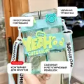 Бутылка для воды детская с трубочкой на ремешке двойная для девочек и мальчиков в школу, спортивная милая пластиковая многоразовая бутылочка непроливайка для питья в путешествиях, пляже, походах