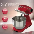 Кухонная машина TESLER KM-1860 RED, планетарный, 1800 Вт, 3 насадки, 10 скоростей, чаша 6.5 л