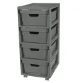 Комод Бытпласт Luxe 4 ящика на колесах, серый