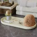 Декоративный поднос для ванной, подставка для косметики Astrid XL, 36x16,5см, бетон, кремовый матовый