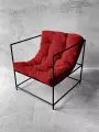 Кресло мягкое удобное для отдыха, уличное, на балкон, на веранду, в стиле лофт, минимализм, Флафф юнит велюр красный