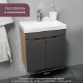 Тумба с раковиной GARDAhome Arona 50 см, подвесная, дверцы с доводчиком, графит/дуб крафт золотой