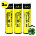Аккумулятор 18650 (3 шт) LiitoKala Lii-35S 3.7V 3500 mAh c платой защиты от перезаряда и полного разряда / Литий-ионная батарея АКБ 18650 Li-ion 3.7В с емкостью 3500мАч / 2 чипа защиты (PCB)