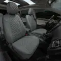 Комплект авточехлов Автопилот Nissan Almera III (G15) сплошная с 13-18 гг. Экокожа ромб (Серый + Серый)