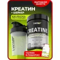 Спортивный набор 1WIN: Креатин нейтральный + Шейкер + подарок Таурин 90 капсул