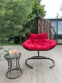 Подвесное двухместное кресло-кокон FISHT коричневый (красная подушка, полиэстер)