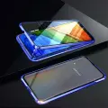 Чехол Yue Tengda, для Samsung A35, алюминиевый сплав, закаленное стекло, магнитный, прозрачный синий