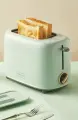 Тостер Bear, 6 степеней обжарки, широкие слоты, защита от перегрева, съемный поддон / зеленый