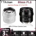 TTArtisan 50 мм F1.2 Портретный объектив для Sony E Mount FUJIfilm X Canon M Nikon Z Panasonic Olympus M43, Silver, Fuji XF