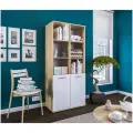 Стеллаж столплит Мамбо СБ-2757 с полками и двумя дверцами, для хранения, кдсп, Дуб Сонома/Белый, 78*176*44 см.