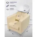 Парикмахерская мойка с креслом Квадрат, глубокая раковина белого цвета, Уютный мастер, кремовый