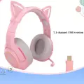 Игровые наушники ONIKUMA K9 Pink Cat розовые с кошачьими ушками и подсветкой