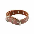 HOMEPET Ошейник для собак кожаный, двойной, с украшениями, простроченный, двухслойный, коричневый 41 - 53 см, 30 мм