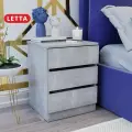 Тумба прикроватная Letta Индиго, ЛДСП, 3 выдвижных ящика, цвет бетон, 41 см x 38 см x 53 см