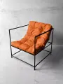 Кресло мягкое удобное для отдыха, уличное, на балкон, веранду, в стиле лофт, минимализм, Флафф юнит кожзам рыжий